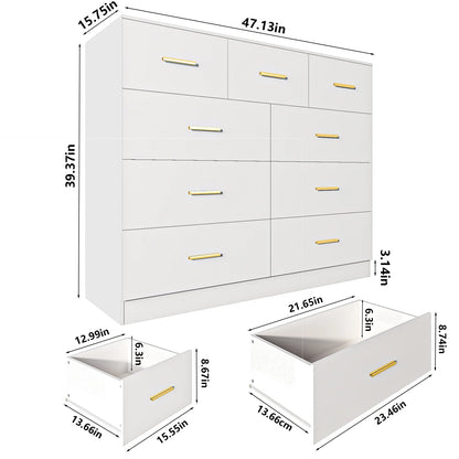Ktaxon 6 Drawer Double Dresser Wood Dresser Storage Cabinet Drawer Organizer Chest Of Drawers, White