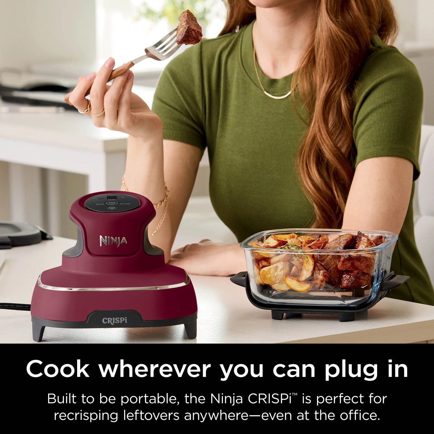 Ninja Crispi 3-in-1 Portable Glass Air Fryer Cooking System, 1500W, 4-Qt & 5-Cup TempWare Glass Containers with Storage Lids, Microwave, Freezer & Dishwasher Safe, White, FN100WH