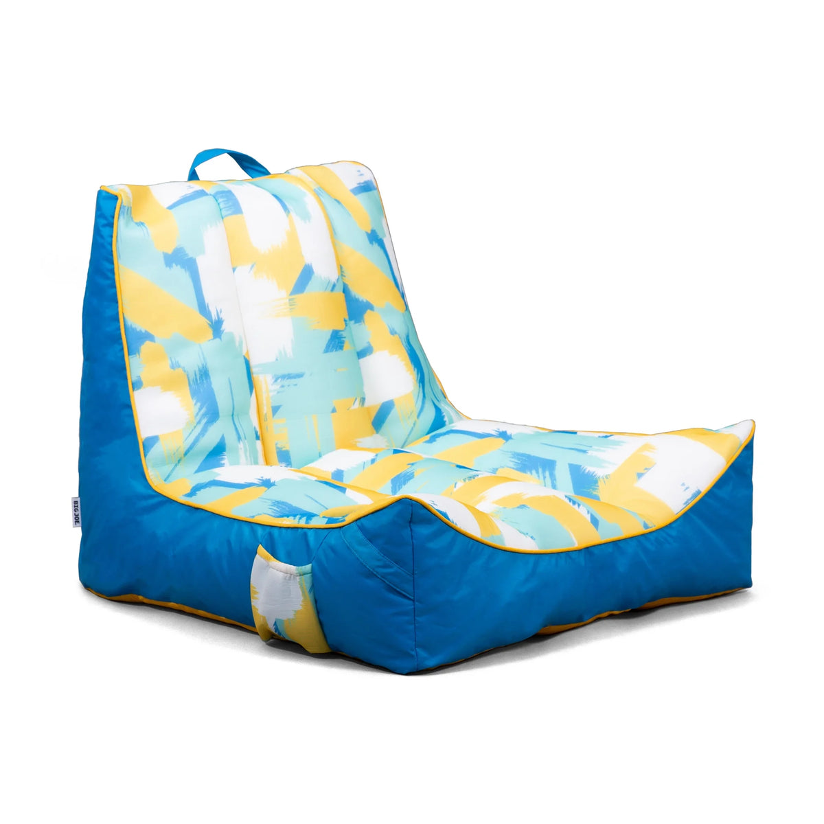 Big Joe Captain's Float No Inflation Needed Pool Lounger with Drink Holder, Tropical Hibiscus Aqua Double Sided Mesh, Quick Draining Fabric, 3 feet
