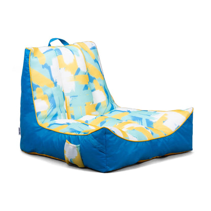 Big Joe Captain's Float No Inflation Needed Pool Lounger with Drink Holder, Tropical Hibiscus Aqua Double Sided Mesh, Quick Draining Fabric, 3 feet