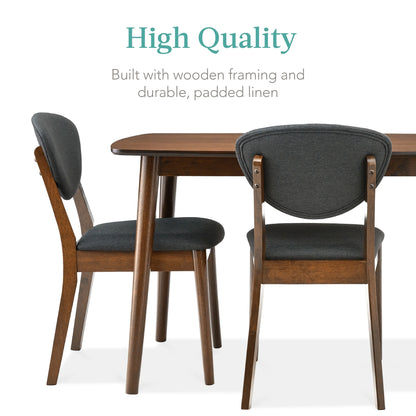 Best Choice Products 5-Piece Compact Wooden Mid-Century Modern Dining Set w/ 4 Chairs, Padded Seat & Back - Walnut/Cream