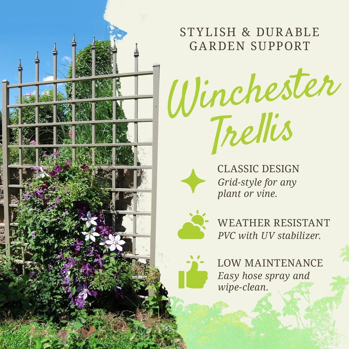 Dura-Trel Winchester 57 by 95 Inch Outdoor Garden Patio Trellis, Mocha