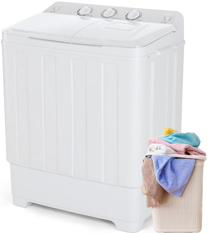 Qhomic Portable Washer 30lbs, 2-in-1 Twin Tub Washer & Dryer Combo Compact Semi-Automatic Washing Machine with Drain Pump, Black