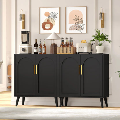 Rovaurx Set of 2 Rattan Storage Cabinet with Doors, Accent Bathroom Floor Cabinet, Modern Sideboard Buffet Cabinet for Living Room, Entryway, Dining Room and Kitchen, Natural