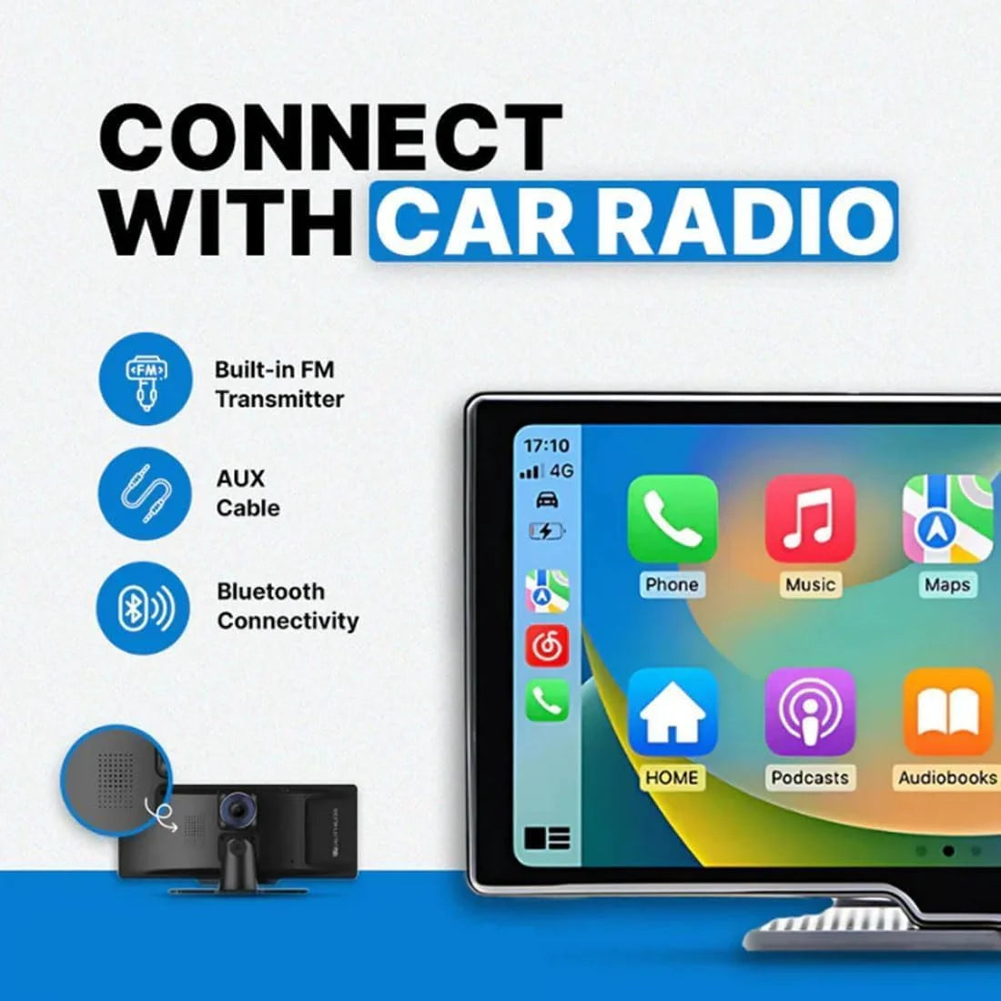 Car Tablet Pro Max 2025 Model, 10.26" HD Touch Carplay & Android Auto Screen, 4K Dash Cam Dual Camera with Voice Control, Mirror Link, Bluetooth, GPS Navigation, 1080p Backup Camera 64/128G