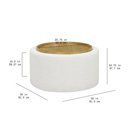 Beautiful Drew Stowaway Coffee Table with Storage by Drew Barrymore, Cream