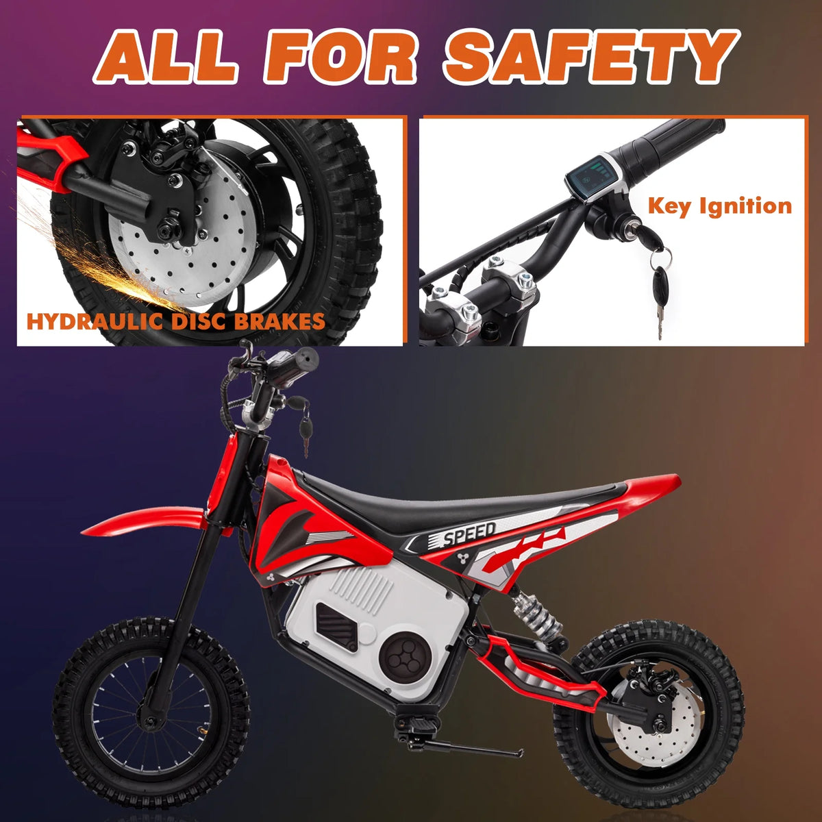 Kerry Yoo C11 36V Electric Dirt Bike for Kids 8-14, 350W Ride on Motorcycle, Electric Motorbike Teens,16 mph, High/Low Speeds-Red
