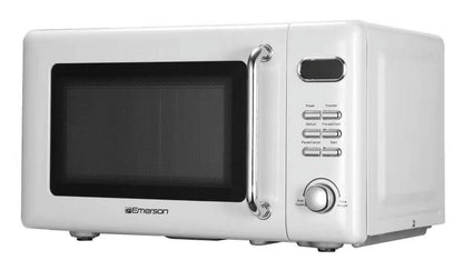 Emerson 0.7 Cu Ft, 700W White Retro Countertop Microwave Oven, MWR7020W