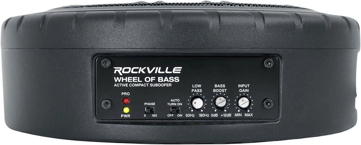 Rockville WHEEL OF BASS 8" Slim Under-Seat Powered Truck/Car Audio Subwoofer Sub