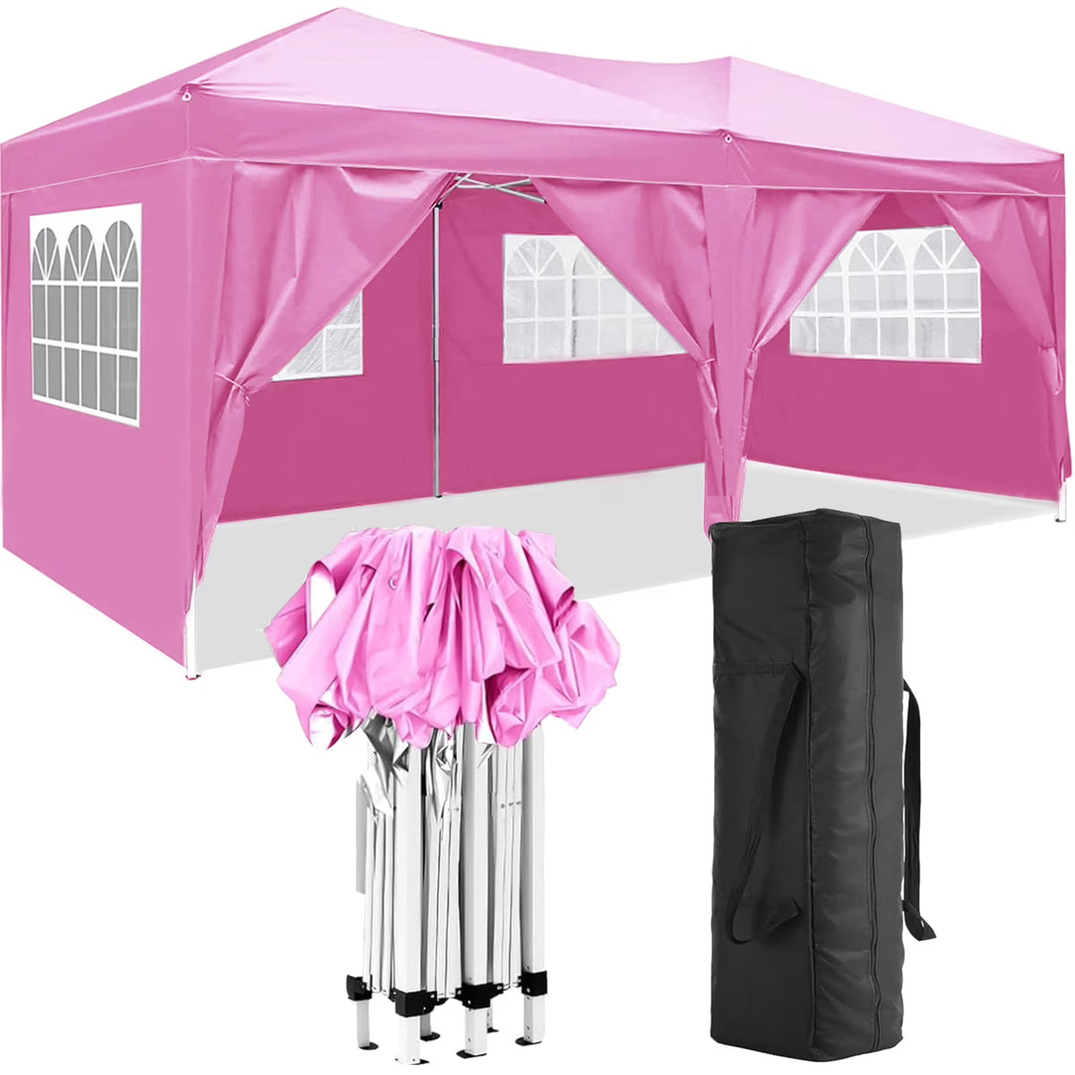 10'x20' Pop Up Canopy Tent with 6 Removable Sidewalls & Portable Rolling Bag �?Waterproof UPF 50+ Shade for Parties, Beach, Weddings & Camping