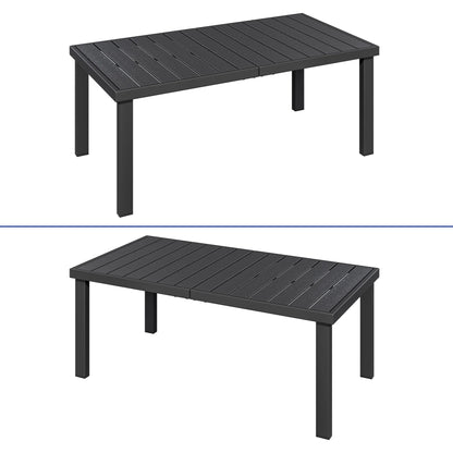 Uforic Patio Dining Table, Rectangular Table for 6, Rust-Resistant Table for Outdoor, Black
