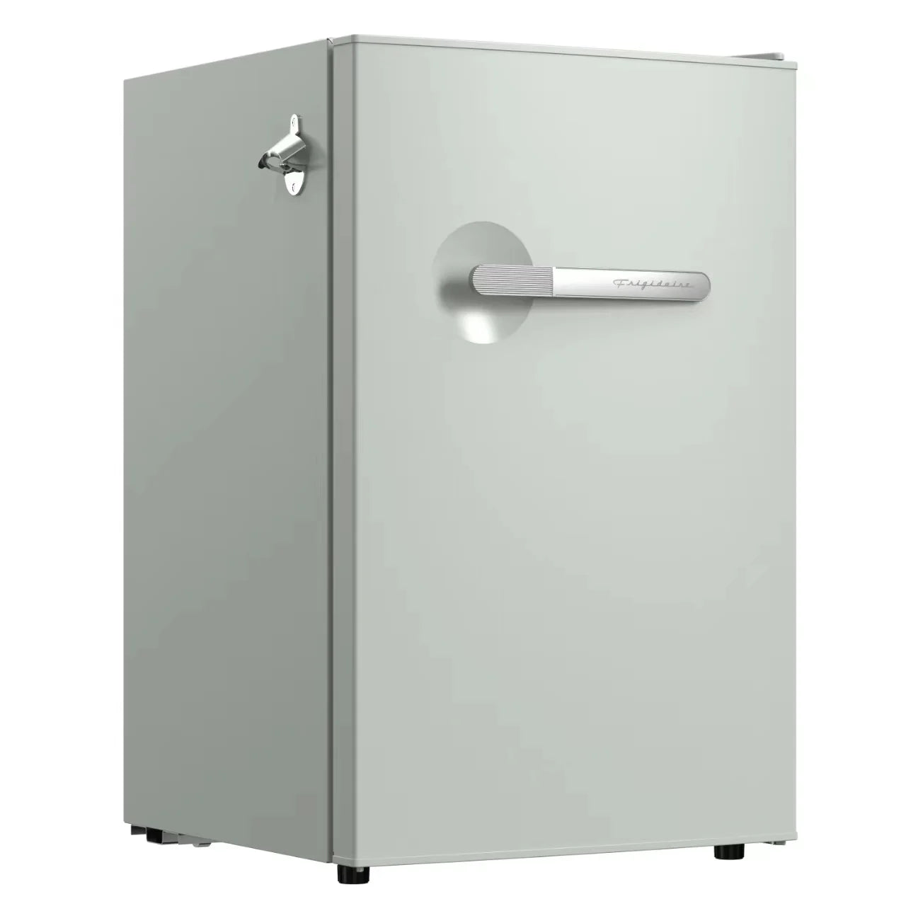 Frigidaire 4.5 cu. ft. retro compact fridge built-in side bottle opener W: 21.65" x L: 22.24" X H: 32.91" (Azure)