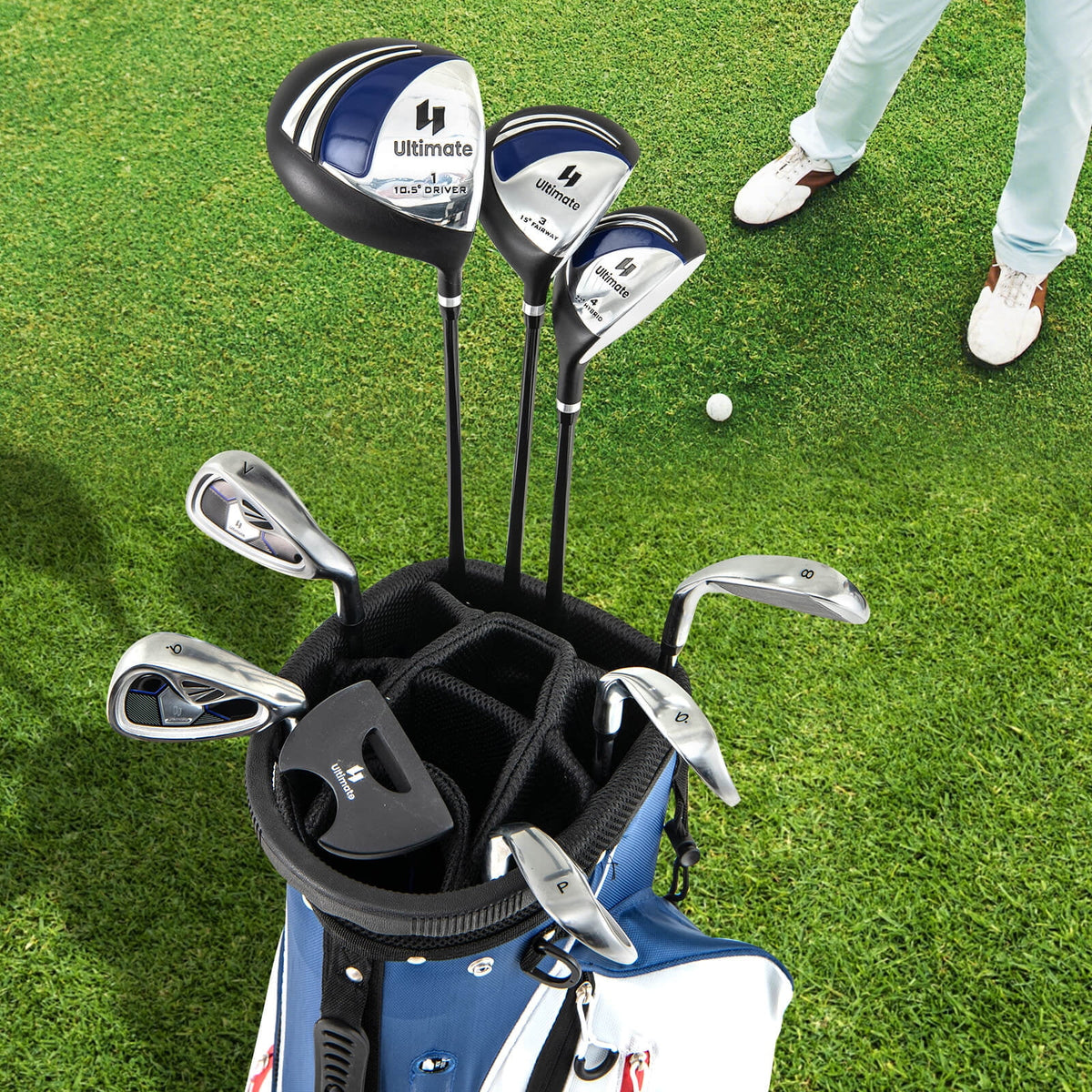 Costway Men's Complete Golf Clubs Package Set 10 Pieces Includes Alloy Driver