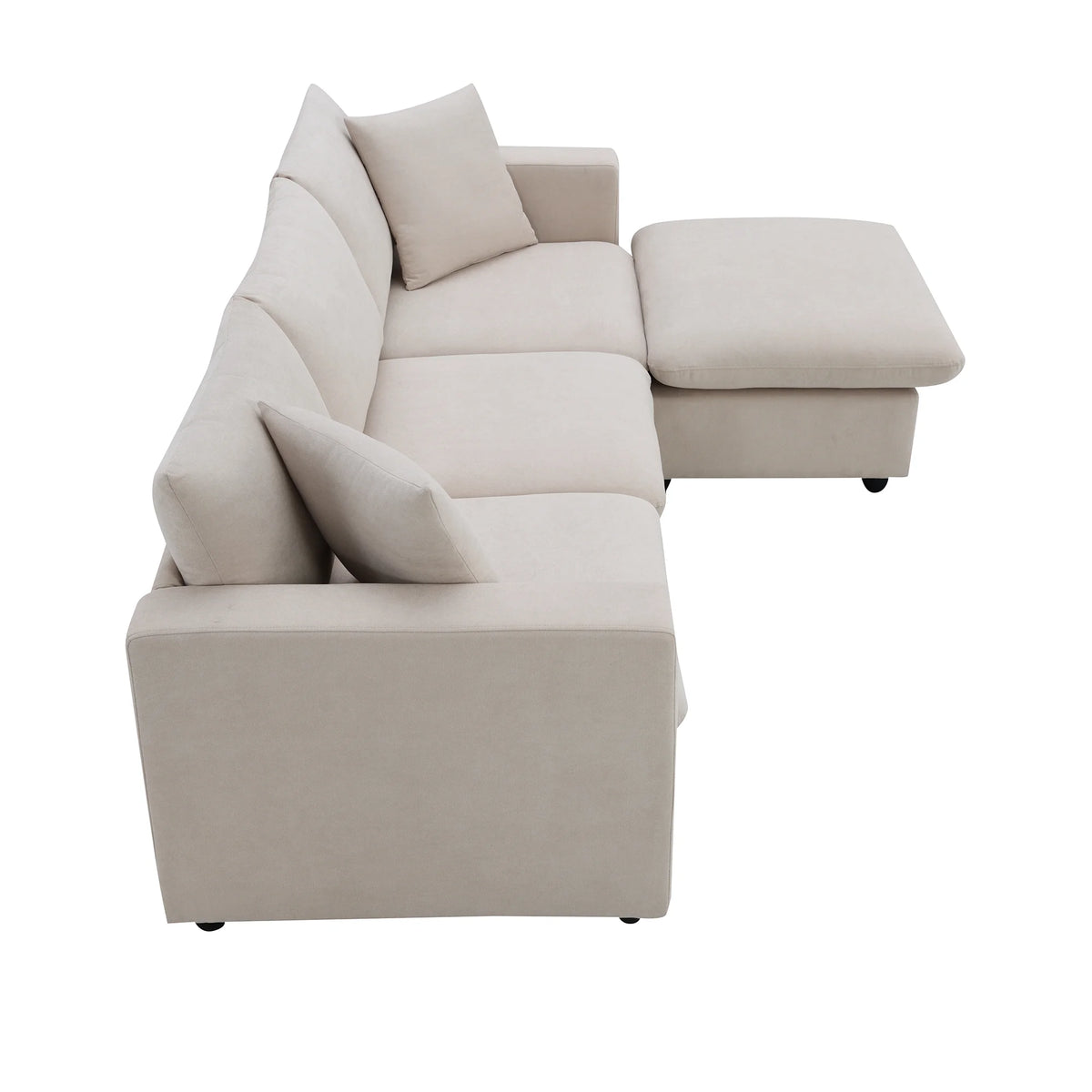 Harper & Bright Designs Modern Sectional Sofa 3 Seat Couch with Ottoman, Upholstered L Shaped Cloud Couch for Small Space Apartment Office, White