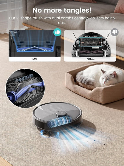 Lefant M3L Robot Vacuum and Mop, 12000Pa Suction, All-in-One Base Station, Anti-Tangle Brushes & Dual Spinning Mop, Self-Emptying & Refilling, LIDAR Navigation