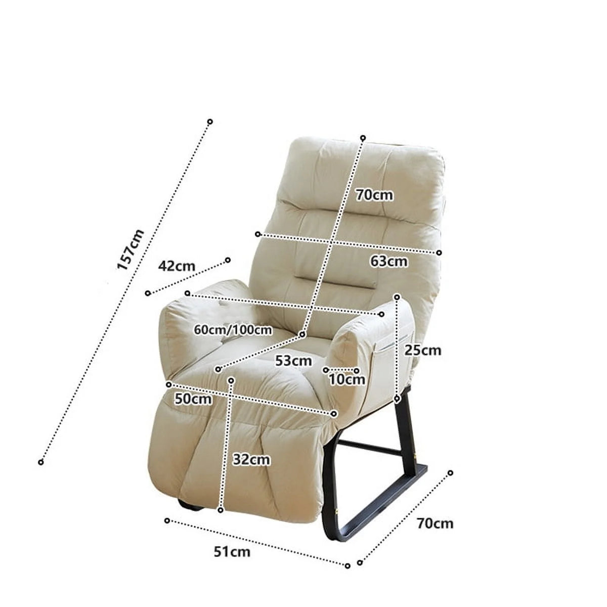 HDUTNGISN Recliner Armchair with Adjustable Backrest,White