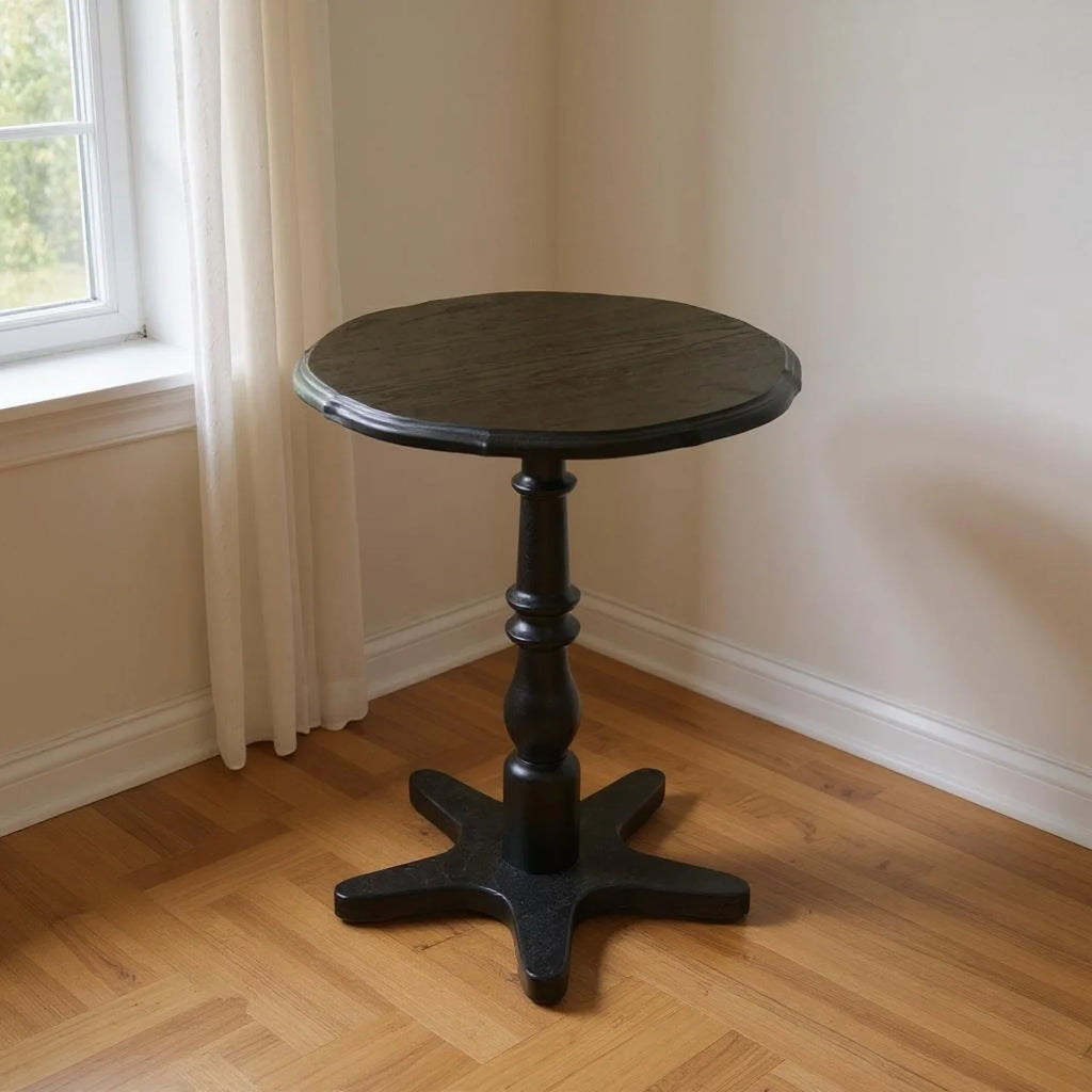 Homy Casa Round Pedestal Dining Table for Small Kitchen or Breakfast Nook, Walnut