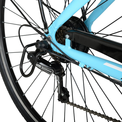 Hyper Bicycles E-Ride 700C 36V Electric Commuter E-Bike for Adults, Pedal-Assist, 250W Motor, Blue