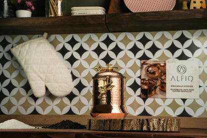 Set of 3 Solid Copper Canister Set with Lid | 100% Copper Kitchen Storage Box| Copper Spice Jar Container
