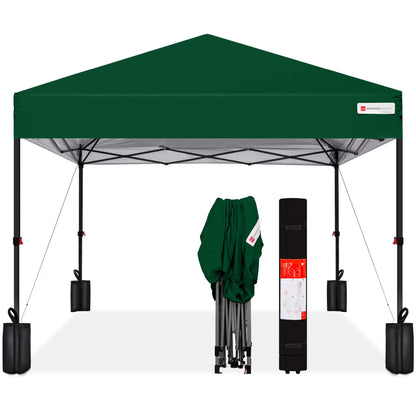 Best Choice Products 12x12ft Easy Setup Pop Up Canopy w/ 1-Button Setup, Wheeled Case, 4 Weight Bags - Navy Blue