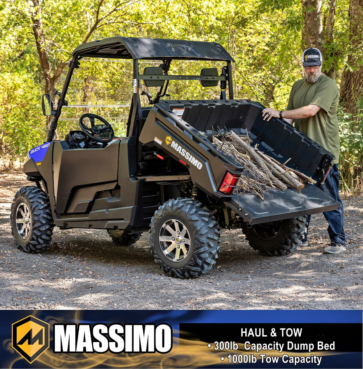 Massimo Buck 450 Side by Side UTV, EFI, 4 Stroke, 325cc, 25.5 HP, 4X4, 3000lb Winch - Red