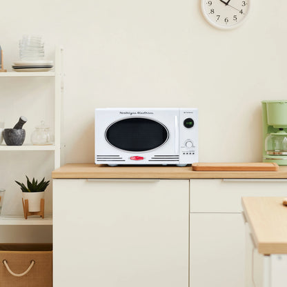 Nostalgia Retro Microwave for Countertop 0.9 cu ft Vintage Microwave, Ivory