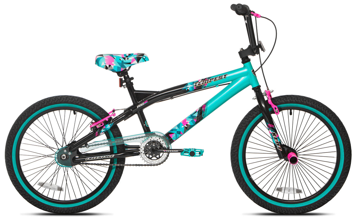 20" Kent Tempest BMX Bicycle, Fits Riders 4'2" - 5', Black/Aqua, Child, Unisex