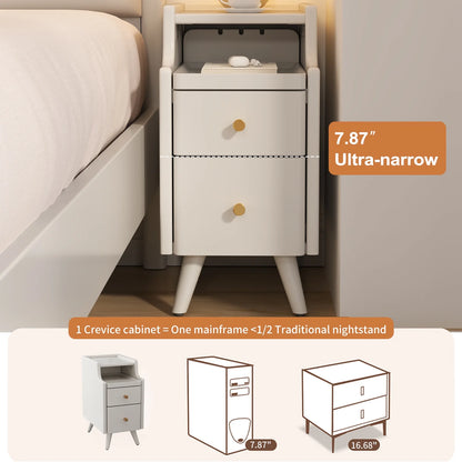 Small Nightstand,Solid Wood Nightstand with Drawers, Walnut Bedside Table for Bedroom