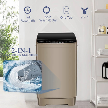 Krib B Full Automatic Washing Machine with Drain Pipe, 17.7 lbs Portable Washers with 10 Programs & 8 Water Levels, Suitable for Apartment, Dorm, Grey