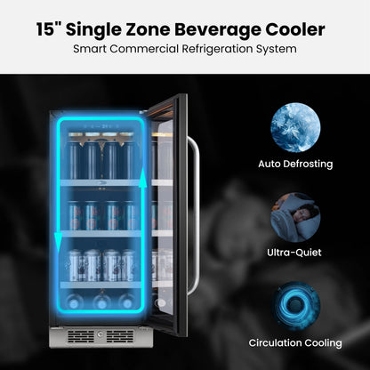 Whynter 15 Inch Beverage Refrigerator Cooler - 80 Can Mini Fridge with Glass Door for Soda Beer, 3 LED Compressor Fridge for Home Office Bar(3.0 cu.ft)