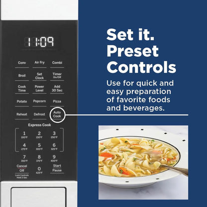 GE 3-in-1 Microwave Oven, 1,050 Watts Air Fryer, Broiler & Convection 1.0 Cu. Ft