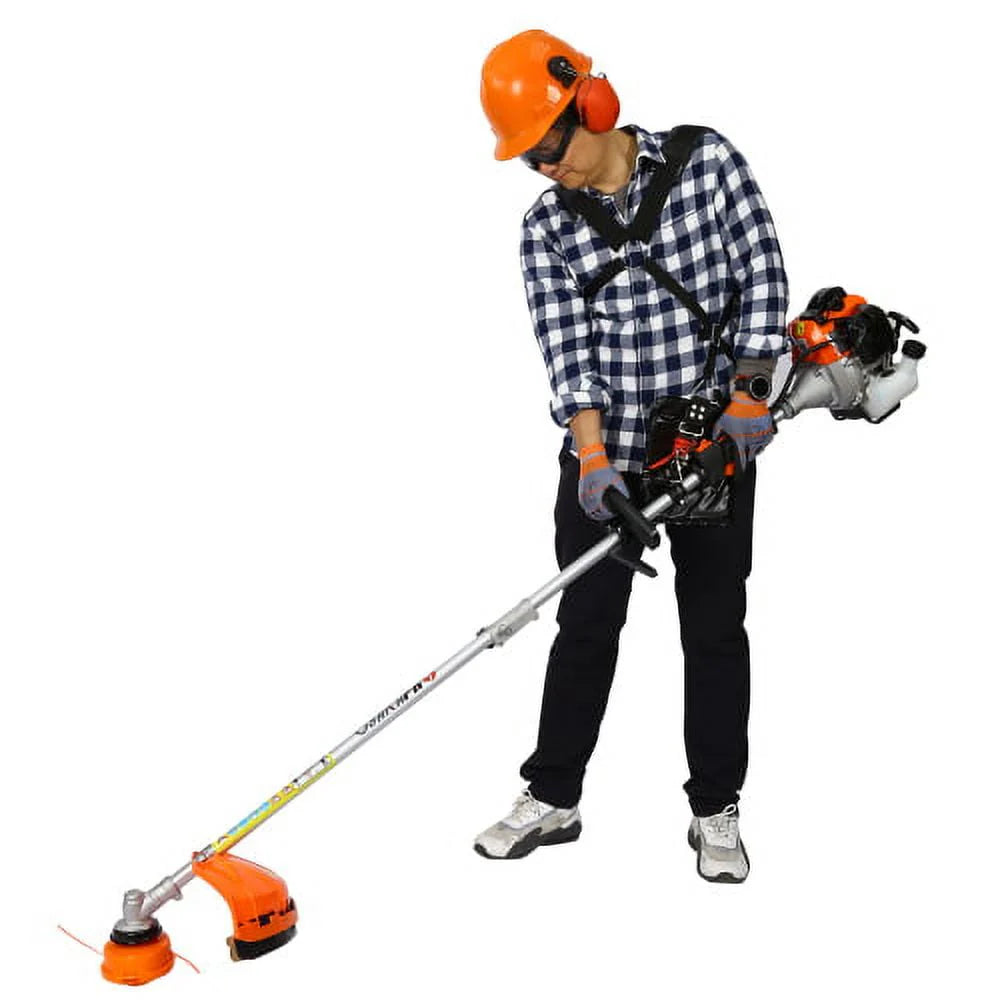 Multi-Functional Trimming Tool, 52CC 2-Cycle Garden Tool System with Gas Pole Saw, Hedge Trimmer, Grass Trimmer, Brush Cutter EPA Compliant Garden Combo for Lawn Care