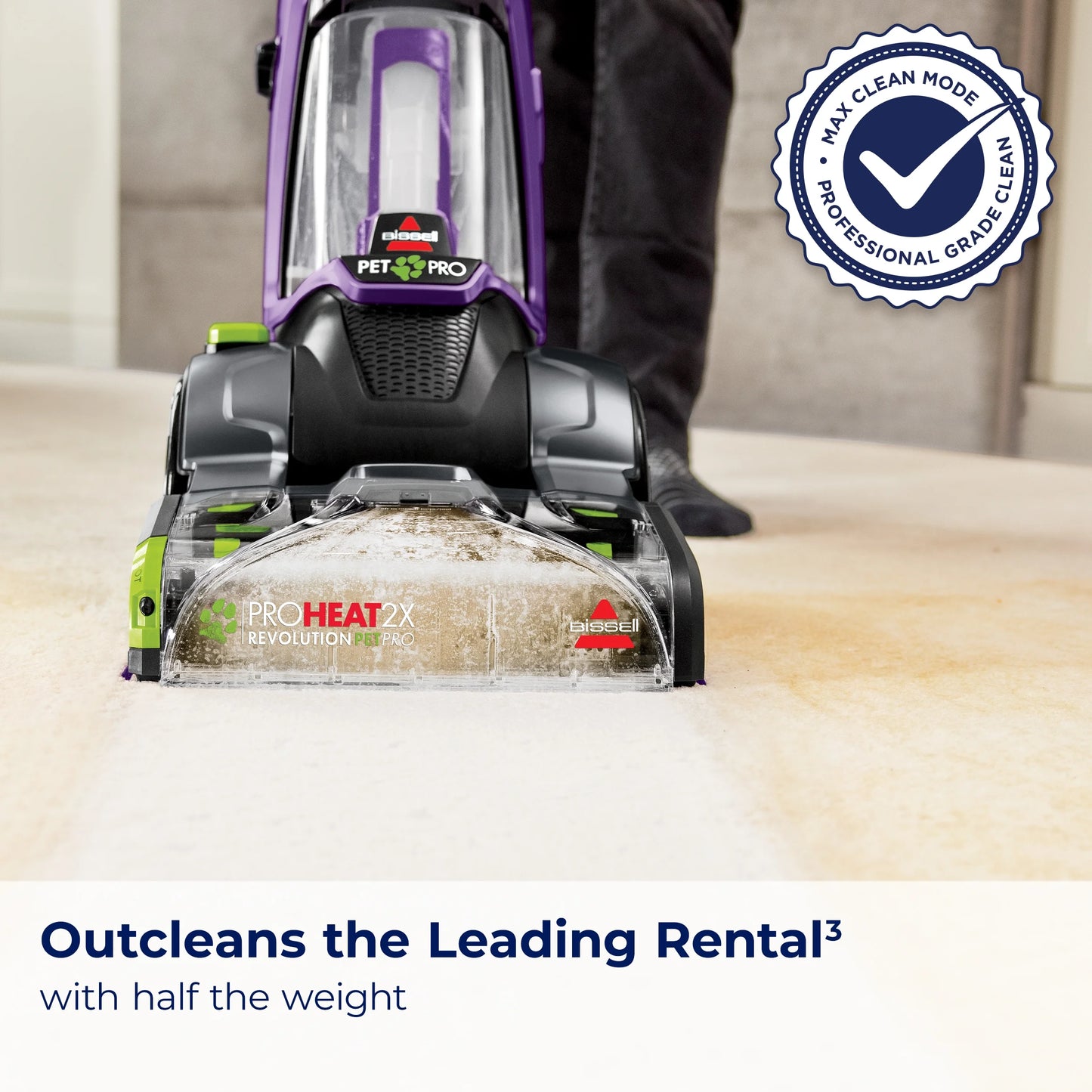 BISSELL ProHeat 2X Revolution Pet Pro Upright Deep Cleaner, for Carpets and Upholstery, TurboStrength Motor Technology, 3 Cleaning Modes, Heatwave Technology, 3586, Purple