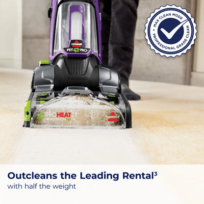 BISSELL ProHeat 2X Revolution Pet Pro Upright Deep Cleaner, for Carpets and Upholstery, TurboStrength Motor Technology, 3 Cleaning Modes, Heatwave Technology, 3586, Purple