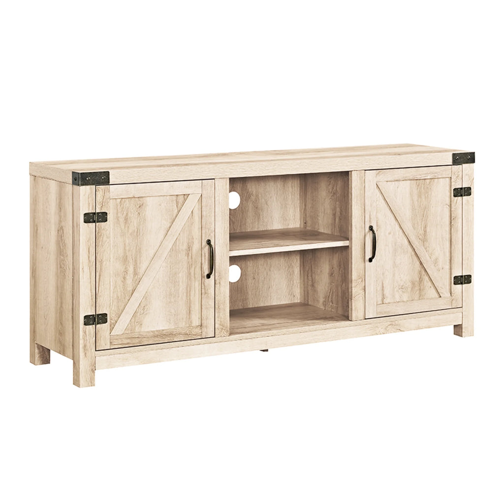 Walker Edison Modern Farmhouse Barn Door TV Stand for TVs up to 65", Grey Wash