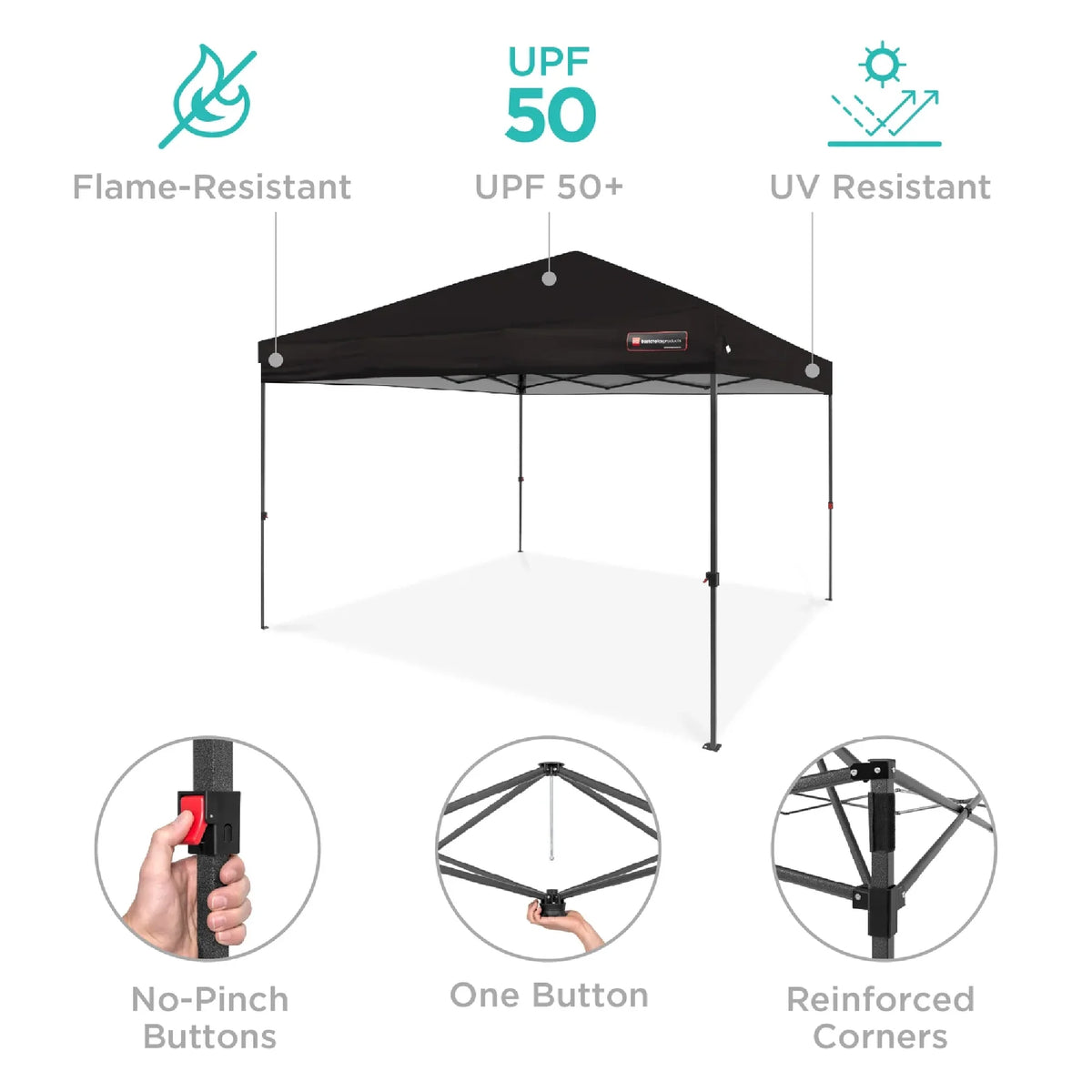 Best Choice Products 12x12ft Easy Setup Pop Up Canopy w/ 1-Button Setup, Wheeled Case, 4 Weight Bags - Navy Blue