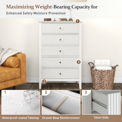 May Color Large White 3 Drawer Dresser Set of 2 with Fluted Panel, Modern Chest of Drawers with Silent Slide Drawers, Wood Accent Nightstand with Storage for Bedroom Living Room, Hallway