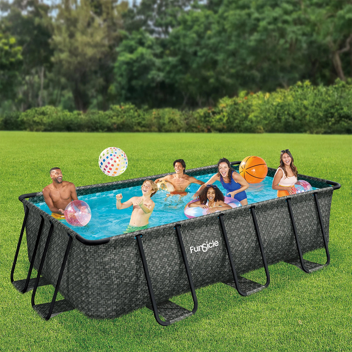 Open Box Funsicle 13' x 7' x 39" Rectangle Above Ground Swimming Pool, Gray