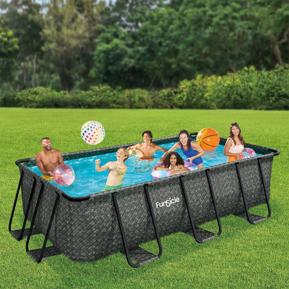 Open Box Funsicle 13' x 7' x 39" Rectangle Above Ground Swimming Pool, Gray