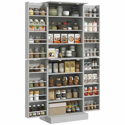 Spaco 17-Tier Kitchen Small Pantry Cabinet with 2 Doors and 6 Adjustable Shelves, Cabinet Pantry, Freestanding 5-Tier Shelving Pantries for Kitchen Storage, Gray