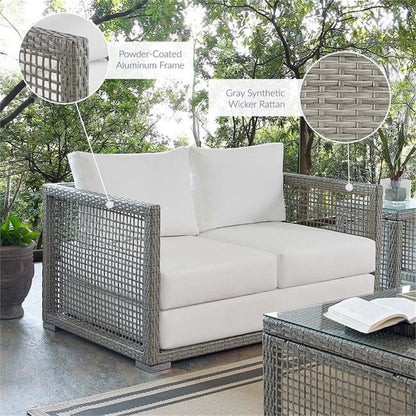 Afuera Living Wicker Patio Loveseat in Gray