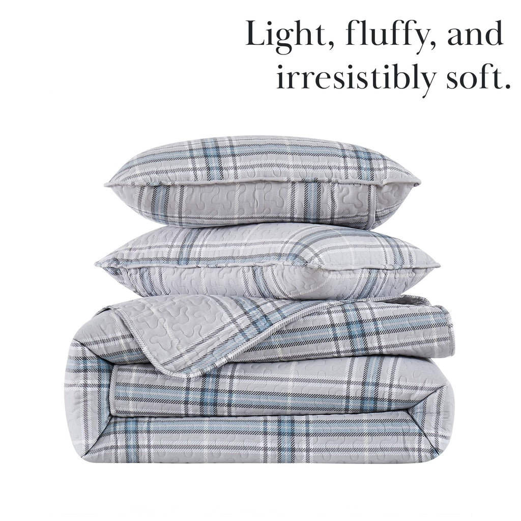 Southshore Fine LinensOversized 5-Piece Twin / Twin XL Quilt Bedding Set with two matching shams and three decorative throw pillows, oversized Paisley farmhouse bedspread Pure Melody Aqua