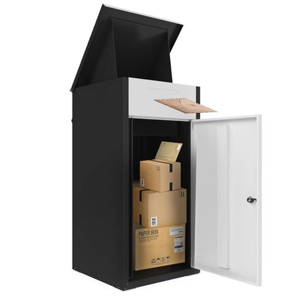 AECOJOY Package Delivery Boxes for Outside Parcel Drop Box Outdoor Storage Box Wall Mounted Express Mail Package Delivery Box 17" x 16" x 38.3" Black