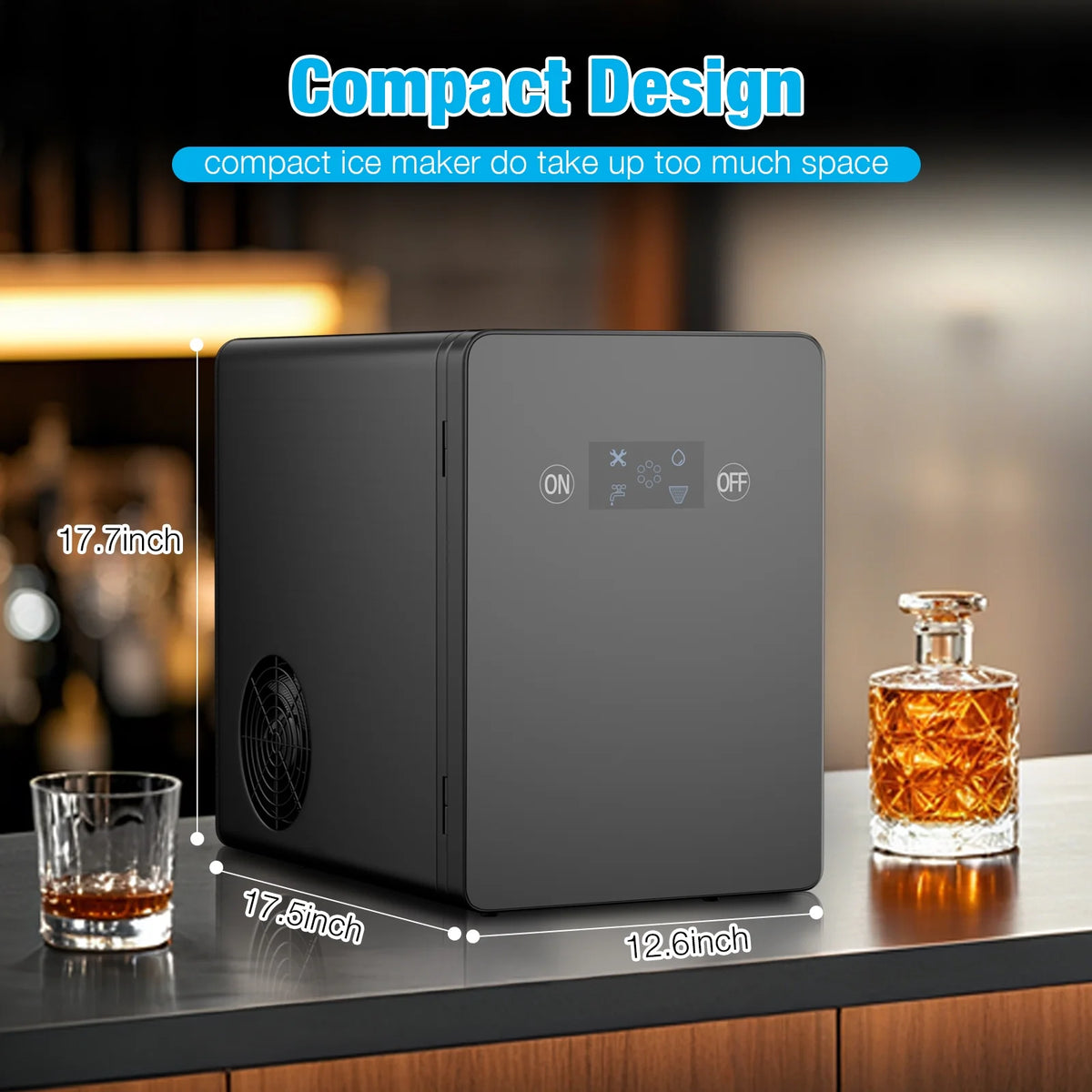 TABU 40Lbs/24H Countertop Ice Maker Machine,3 in 1 Ice Maker with Water Dispenser,Crushed Ice,Black