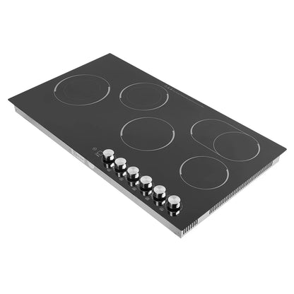 110V Modern Black Electric Cooktop Electric Stovetop 5 Burners Electric Cooktop for Homes, Restaurants
