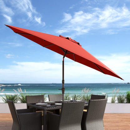 CorLiving 10 Foot Wind Resistant Patio Umbrella, Outdoor Parasol with Crank Tilt, Round Market Umbrella for Patio, Umbrella with Crank, Tilt Umbrella, Outdoor Umbrella, Turquoise