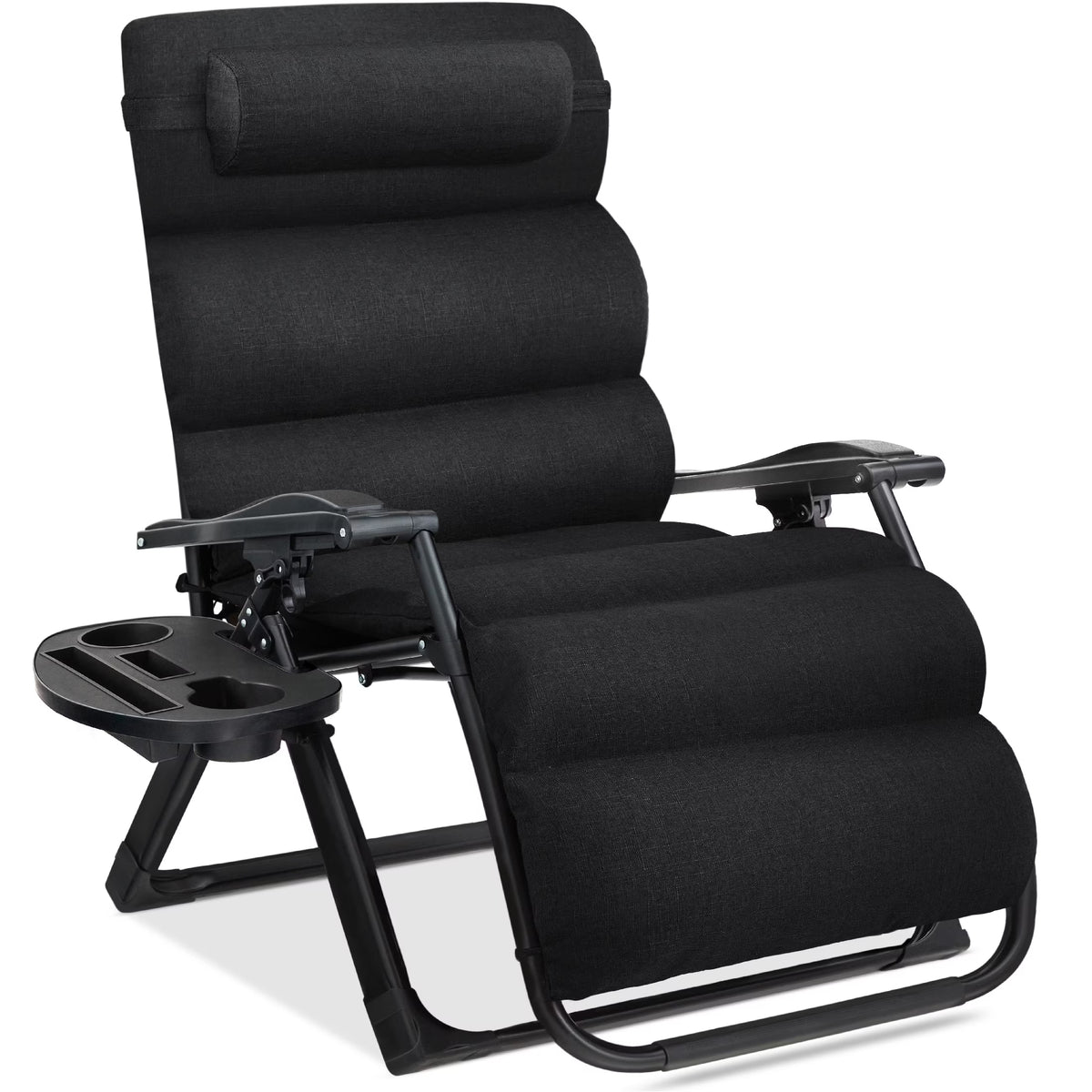 Best Choice Products Oversized Zero Gravity Chair, Folding Recliner w/ Removable Cushion, Side Tray - Fossil Gray