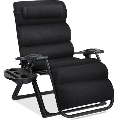 Best Choice Products Oversized Zero Gravity Chair, Folding Recliner w/ Removable Cushion, Side Tray - Fossil Gray