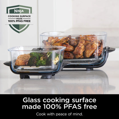 Ninja Crispi 3-in-1 Portable Glass Air Fryer Cooking System, 1500W, 4-Qt & 5-Cup TempWare Glass Containers with Storage Lids, Microwave, Freezer & Dishwasher Safe, White, FN100WH