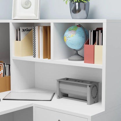 MONSLIPA L-Shape Wood Reception Desk with , Register Stand Reception Center Desk, White